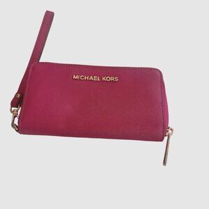Michael Kors Wristlet, Pink with silver accents
